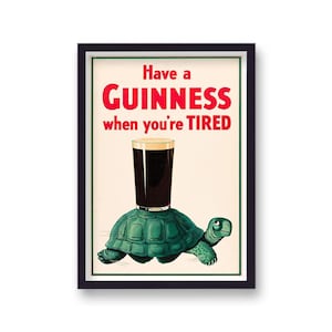 Guinness Beer Poster: Vintage Irish Pub Art Wood Frame image 1