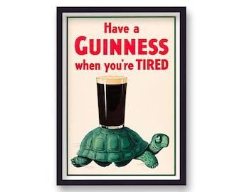 Guinness Beer Poster: Vintage Irish Pub Art Wood Frame