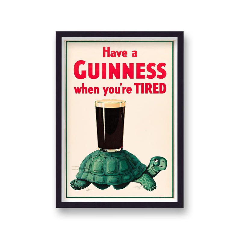 Guinness Beer Poster: Vintage Irish Pub Art Wood Frame image 1