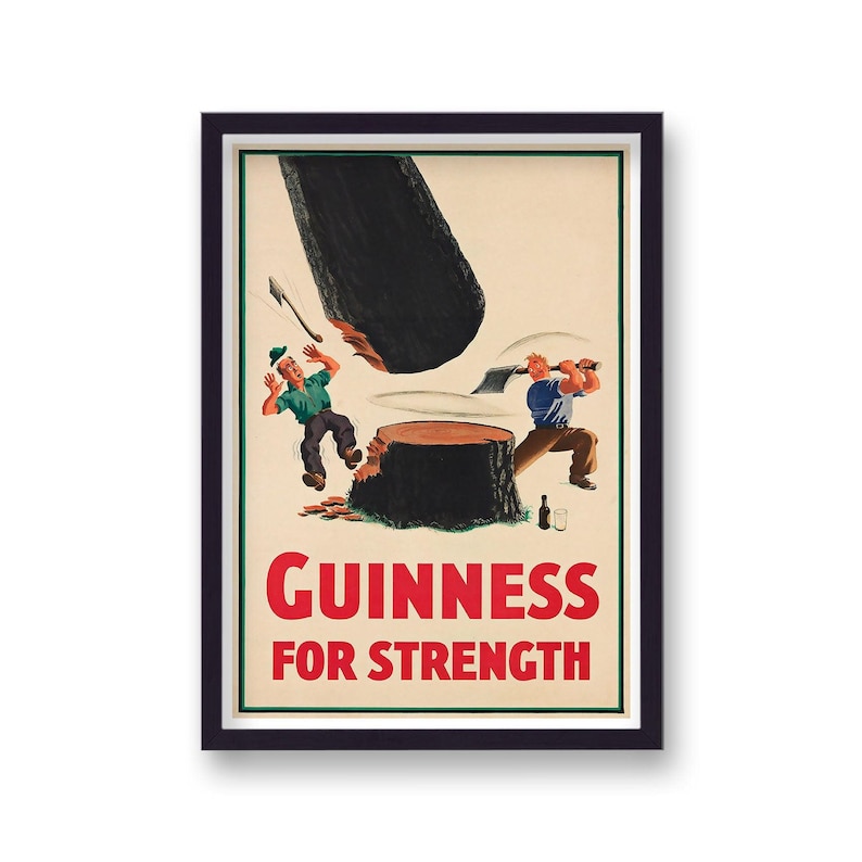 Impressão de lenhador da Guinness, moldura de madeira vintage para cerveja irlandesa imagem 1