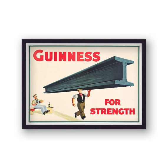 Guinness Vintage Beer Print, Irish Pub Wall Art Wood Frame