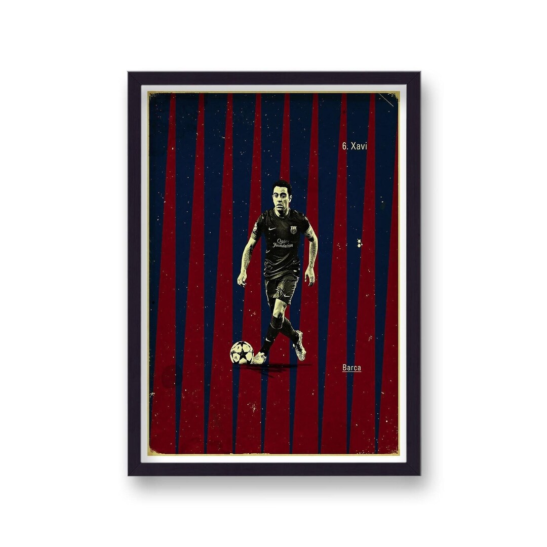 Football Heroes Xavi Barca Vintage Print - Home Decor - Wall Art - Etsy