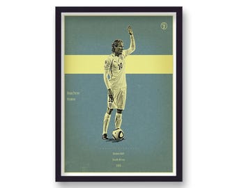 Eroi del calcio Pallone d'oro della Coppa del Mondo Diego Forlan Sudafrica Stampa vintage - Decorazione per la casa - Arte da parete