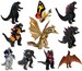 Set of 10 Godzilla Toys with Carry Bag, Movable Joint Action Figures 2019, King of the Monsters Mini Dinosaur Kids Birthday Cake Toppers 