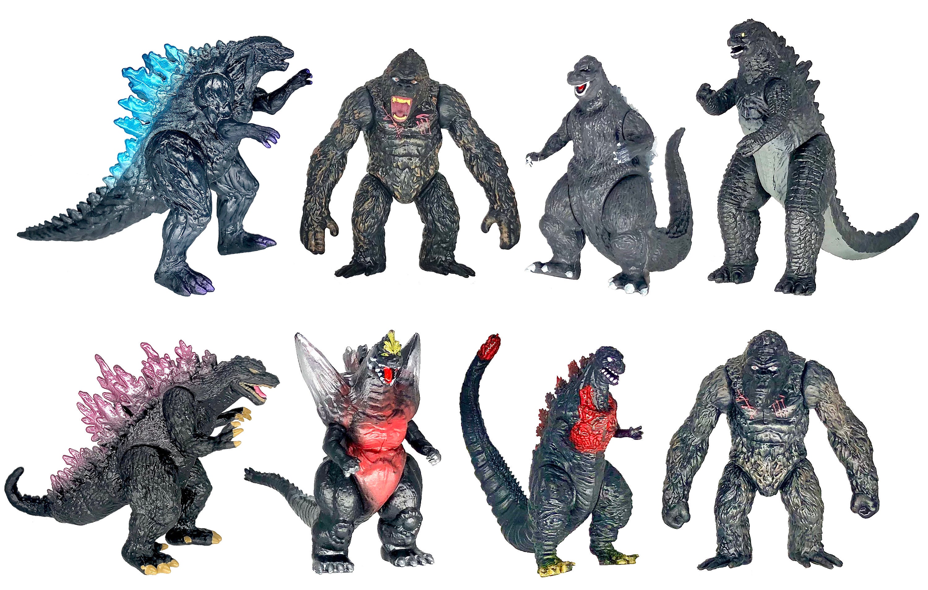 Set Of 8 King Kong Vs Godzilla Toys Action Figures Cake Etsy