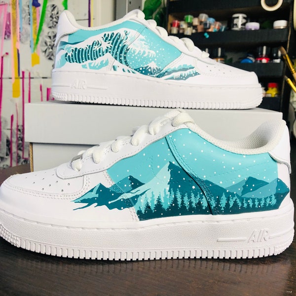 Custom Air Force 1 vagues et montagnes