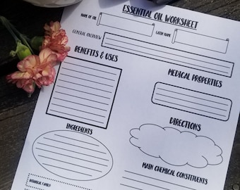 Scheda di lavoro sugli oli essenziali