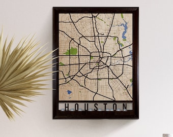 Houston 3D Wooden City Map Wood Art, Personalized Map of Houston Texas City Map, Custom Map Gift, Housewarming Present, Office Decoration
