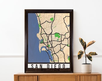 San Diego 3D Wooden City Map Wood Art, Personalized Map of San Diego Cali City Map, Custom Map Gift, Housewarming Present, Office Decoration