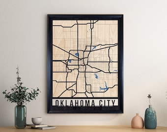 Oklahoma City 3D Wooden City Map Wood Art, Personalized Map of OKC City Map, Custom Map Gift, Housewarming Present, Office Decoration