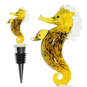 Seahorse Wine Bottle Stopper - Glass Seahorse Shaped Bottle Stopper - Decorations / Decor for Home - Hostess Gift