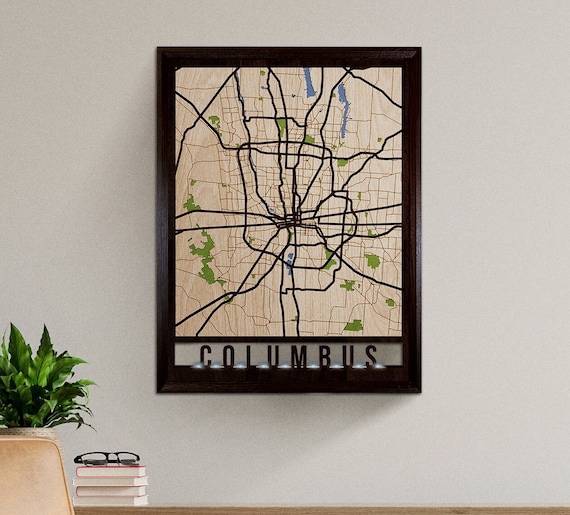 Columbus 3D Wooden City Map Wood Art, Personalized Map of Columbus Ohio City Map, Custom Map Gift, Housewarming Present, Office Decoration