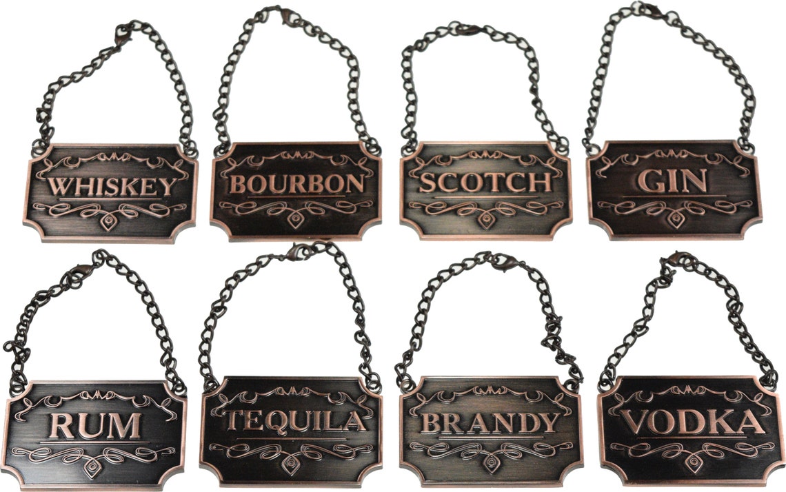 Copper Colored Liquor Decanter Tags - Set of 8 Labels for Alcohol ...