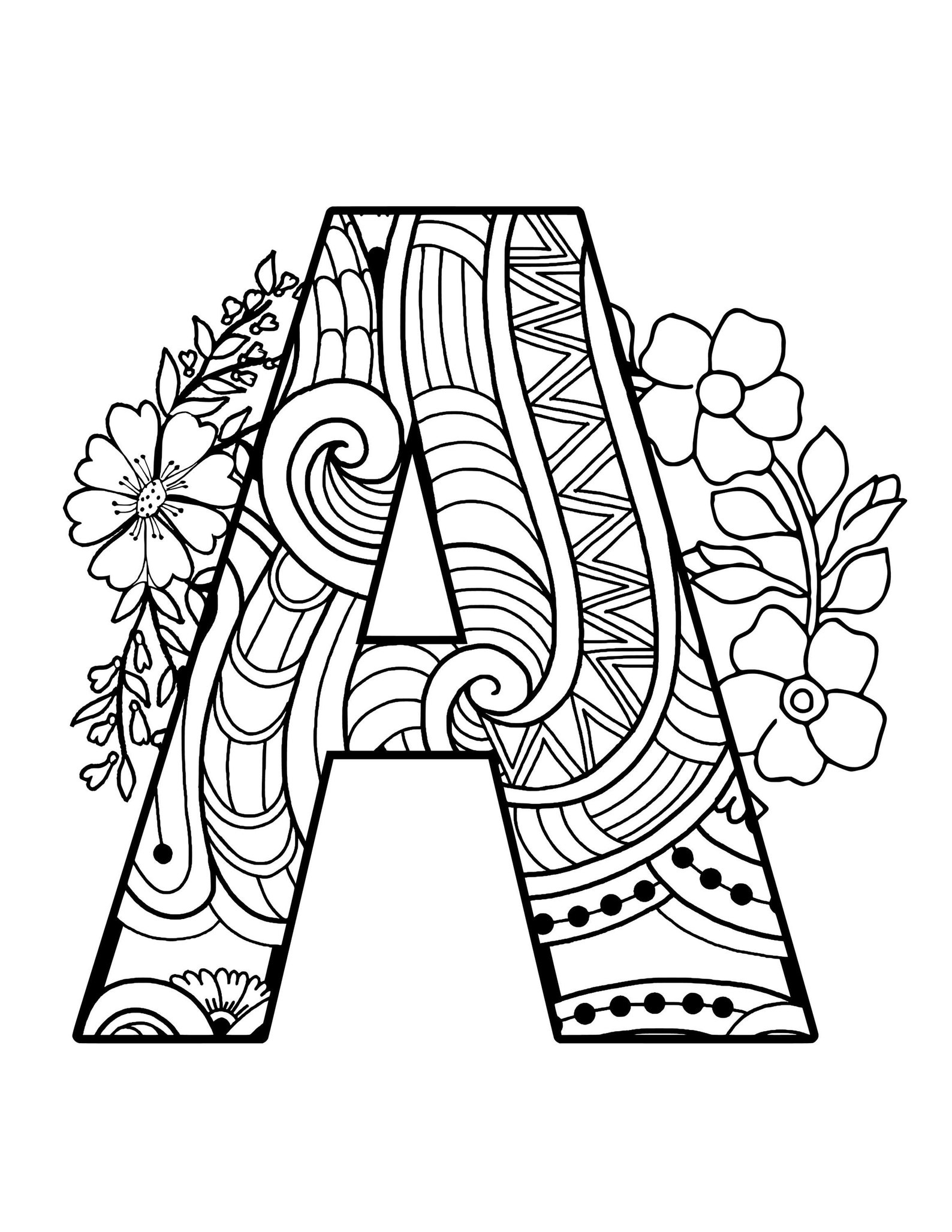 A Z Printable Mandala Alphabet Letter Adult Coloring Page Etsy Images ...