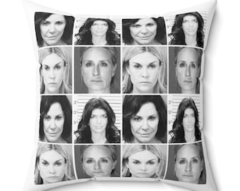 Real Housewives Mugshot Square Pillow - Bravo TV Fan Gift for Reality Show Lovers