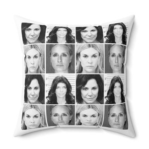 Echte Hausfrauen Mugshot Quadrat Kissen - Bravo TV Fan Geschenk für Realität Show Liebhaber