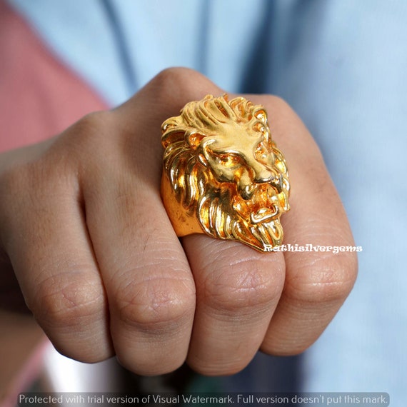 New 18K Gold Plated Lion Head Gold Ring Fashion Fashion Ring | Wish