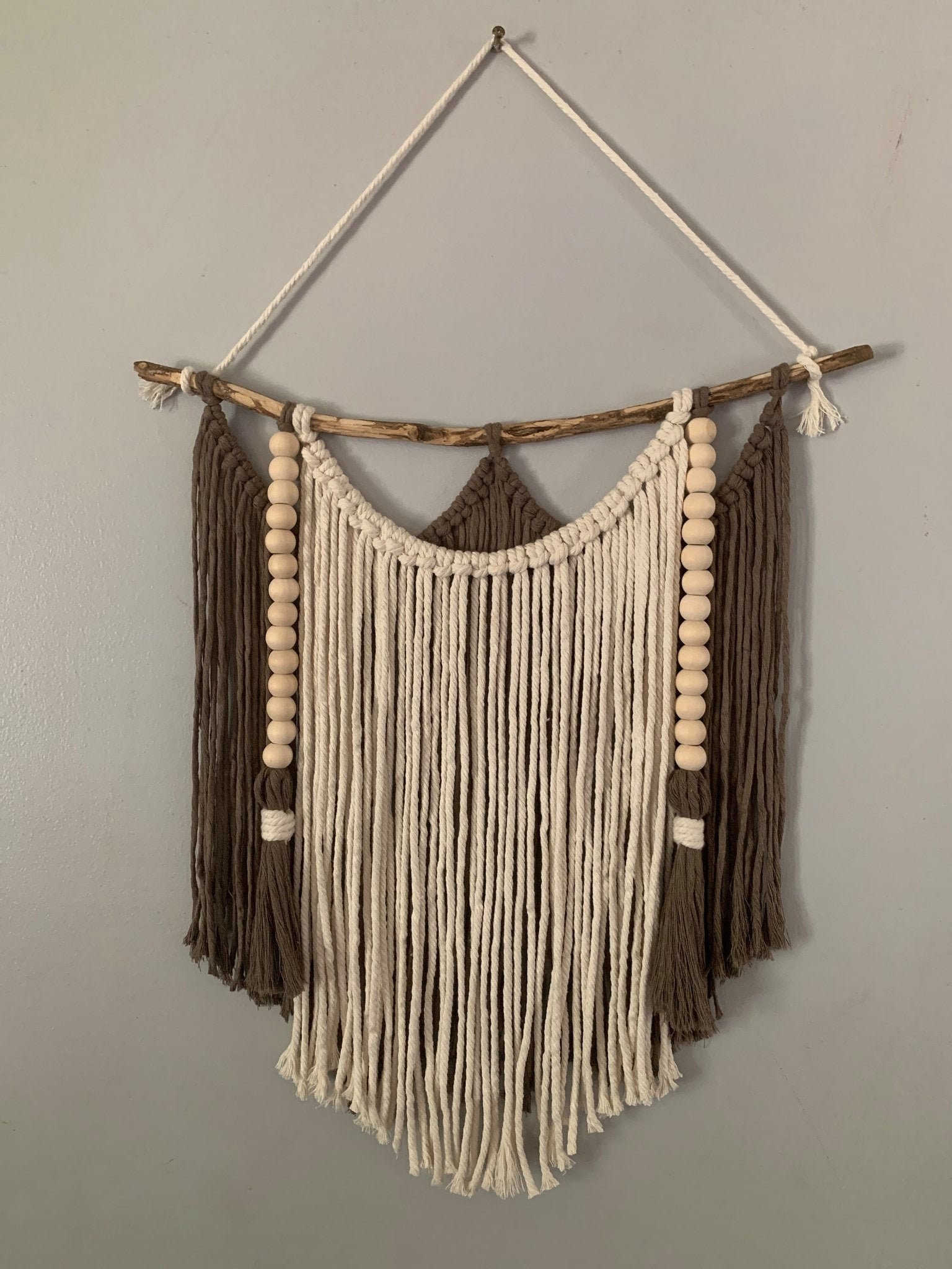 Macrame Wall Hanging Tapestry, Boho Bedroom Wall Hanging With Beads