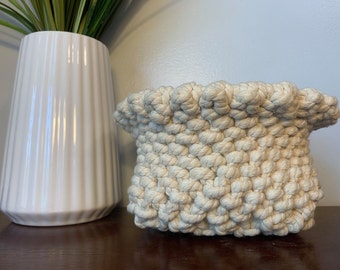 Handmade Decorative Macrame Hand Woven Cotton Rope Farmhouse Style Boho Basket, Gift for Her Basket Storage