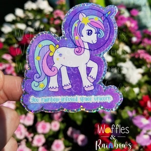 Rainbow Infused Space Unicorn | Parks and Rec | Glitter Sticker