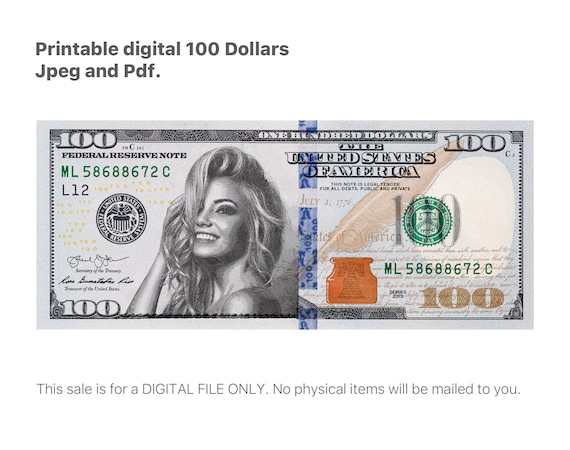 Personal Custom Realistic Digital 100 Dollar Bill. Fake Custom - Etsy