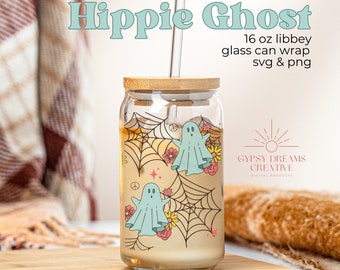 Halloween Ghost Libbey 16oz Glass Can Wrap SVG