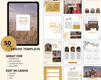 Plantilla de Canva para eBook de 50 páginas, imán de clientes potenciales, cuaderno de trabajo (descarga instantánea)