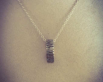 Tree Bark Ring Necklace