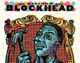 Blockhead - Color Woodcut and Letterpress Print