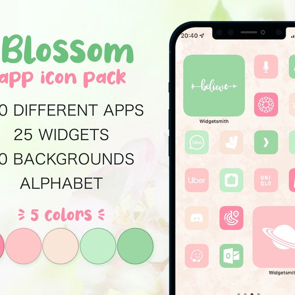 1100+ Pastel App Icons Bloei | Aesthetic iOS 16 Icon Pack - Kleurrijke lente-app covers voor iOS 16 home screen