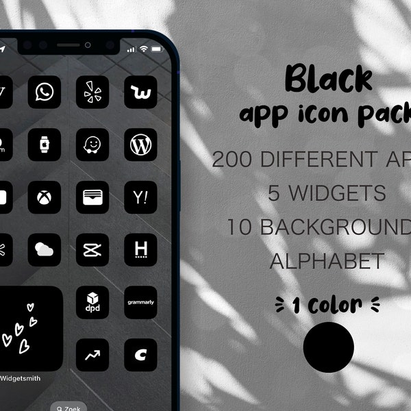 200+ Black App Icons for iOS 16 | App Icons for an Aesthetic iPhone or iPad Home Screen Black