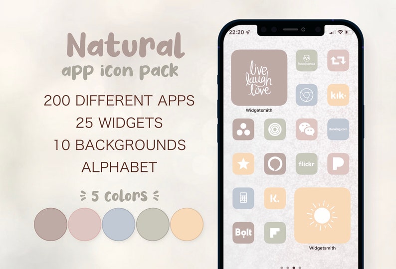 1100 Natural App Icons Aesthetic Ios 15 Icon Pack App Etsy