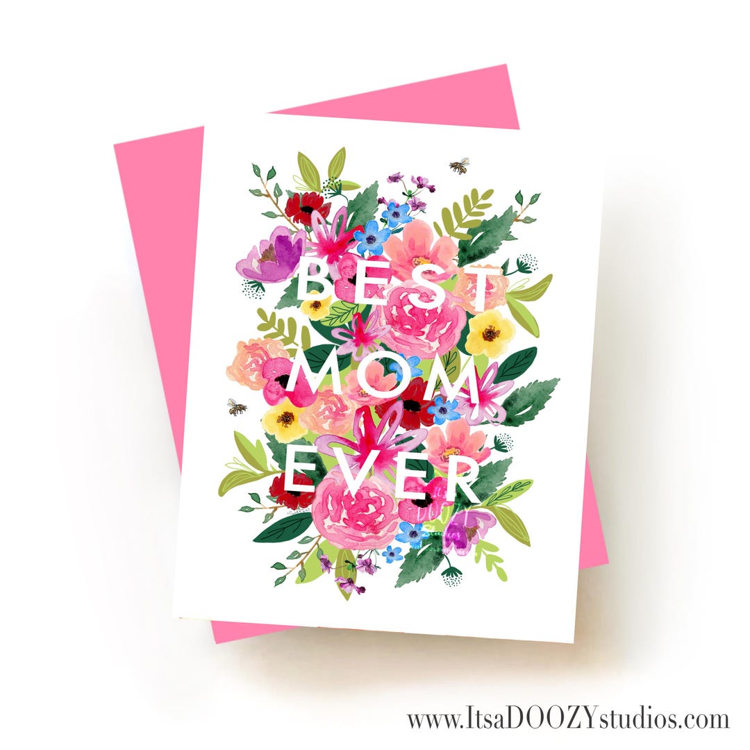 Floral / Spring / Watercolor Mother’s Day Card With Envelope Greeting ...