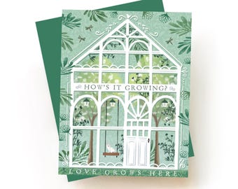 How’s It Growing? - Thinking of You Card - Garden / Greenhouse / Everyday / Spring / Nature Gardening Greeting