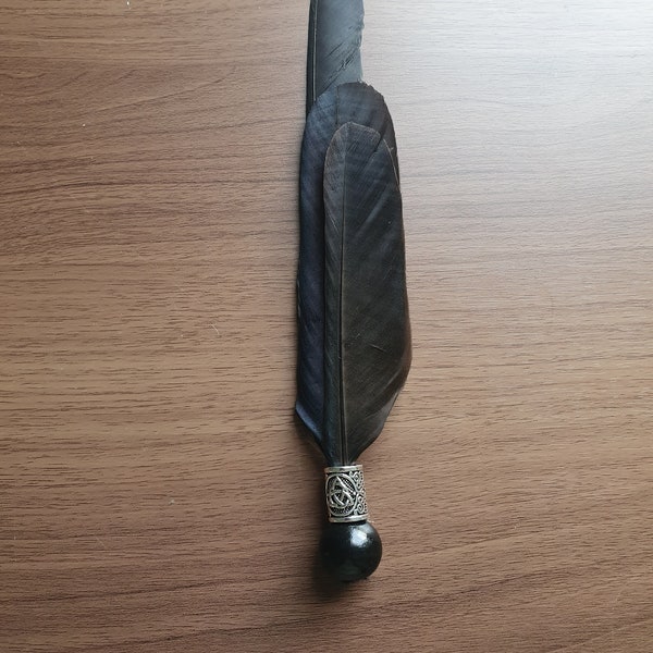 Crow feather smudging wand