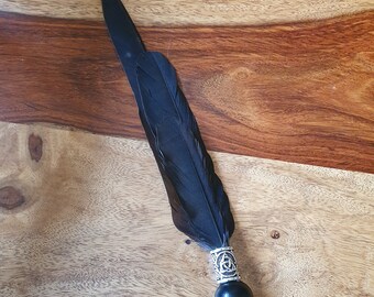 Crow feather smudging wand