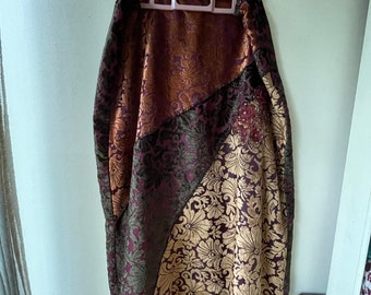 Vintage Crushed Velvet Skirt, Patchwork, Irregular Cut, Size Large