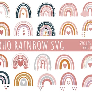 Boho Rainbow SVG, Rainbow SVG, Layered Boho Rainbow, Boho PNG, Cricut Cut File, Clipart, Design de camiseta fofa, Silhueta