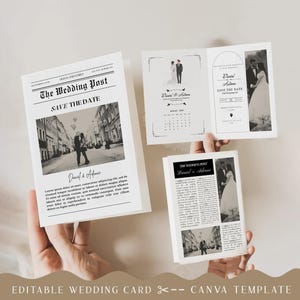 Vintage Newspaper Wedding Program Template: Editable Canva Design (Digital Download)