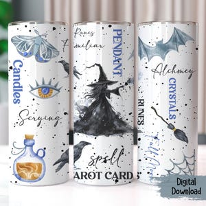 Witchy Vibes Skinny Tumbler Sublimation Design, Digital Download PNG, Galaxy Celestial Witch Tumbler Wrap, Mystical Crystals Theme