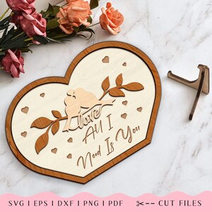 Liebe Vögel gerahmt Paar Zeichen SVG, personalisierte Hochzeitsgeschenke, 3D Layered Valentinstag Regal Zeichen, Valentinstag Schnittdatei