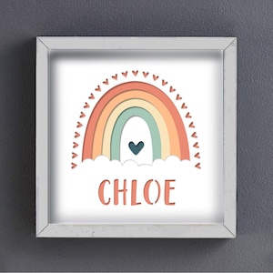 Customized 3D Layered Rainbow Shadow Box SVG, Boho Rainbow SVG, Love Shadow Box SVG, Diy Boho Rainbow Decor, Boho Rainbow Wall Decor CutFile
