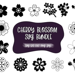 Cherry Blossom SVG, Sakura Flower Clipart, Svg Files for Cricut, Floral SvgCut File,  PNG, EPS, Instant Download, Digital Download