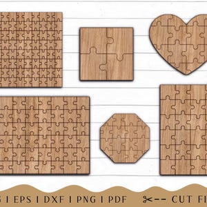 Puzzels SVG, lasergesneden puzzelsjablonen, hartpuzzel SVG-bestanden, alleen digitale download