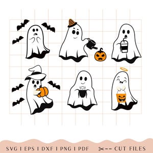 Cute Ghost Bundle, Ghost SVG Bundle, Ghost Clipart, Ghost SVG Cut Files for Cricut, Ghost Silhouette, Halloween Ghost Svg Png Files