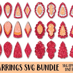 Earrings SVG, Earring SVG bundle, Earring cut patterns, Leather Earring svg, Earring Cricut Files, Mega Bundle, Digital File