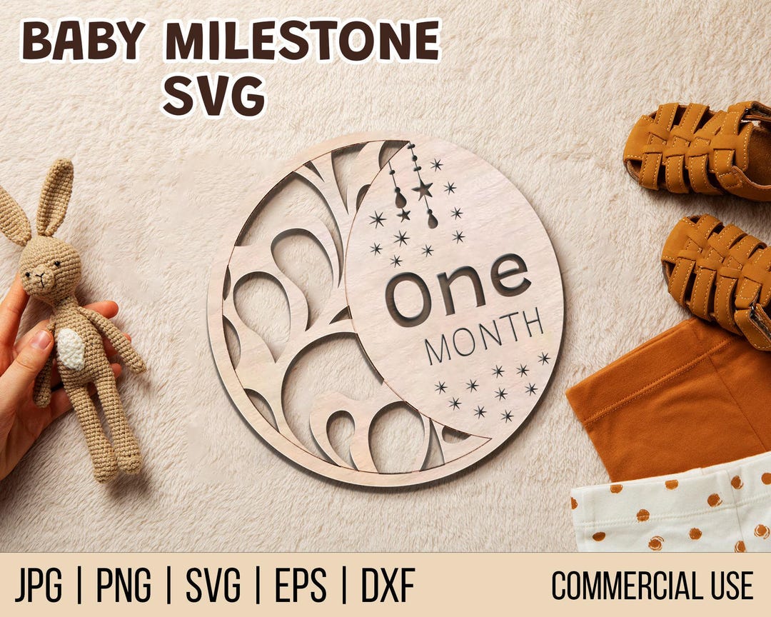 Baby Milestone SVG, Celestial Moon and Star Milestone SVG, Rattan ...