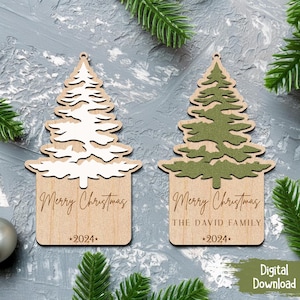 Tree Ornament Layered Design SVG, Customizable Christmas ornament, Digital File for DIY Wooden Crafts