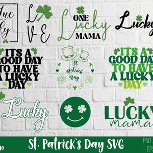 Lucky St. Patrick&#39;s Day SVG Bundle: Shamrock, Leprechaun (Digital Downloads)