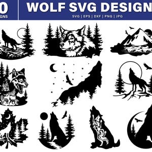 Wolf SVG Bundle, Wolf Svg, Wolf Png Bundle, Wolf Clipart, Wolf Svg,  Wolf Cut Files For Cricut, Howling Wolf Svg, Werewolf Svg